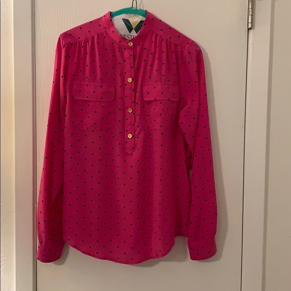 C.Wonder silk button up shirt pink polka dot